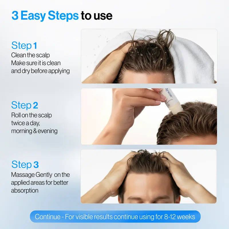 Be Bodywise Advanced Hair Density Roll-On Serum 25 ml | 5% Saw Palmetto, 3% Rosemary, 1% Caffeine Herbasome & 3% Fenugreek | Scalp Serum for Reduced Hair Fall | Men & Women