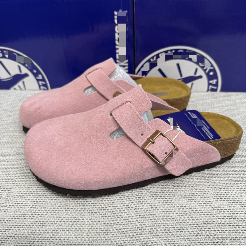 Women Men Round Toe Cork Footbed Clogs with Adjustable Flat Buckle Suede Texture Casual Outdoor Slip On Design Comfortable Walking Shoes Thanksgiving Christmas