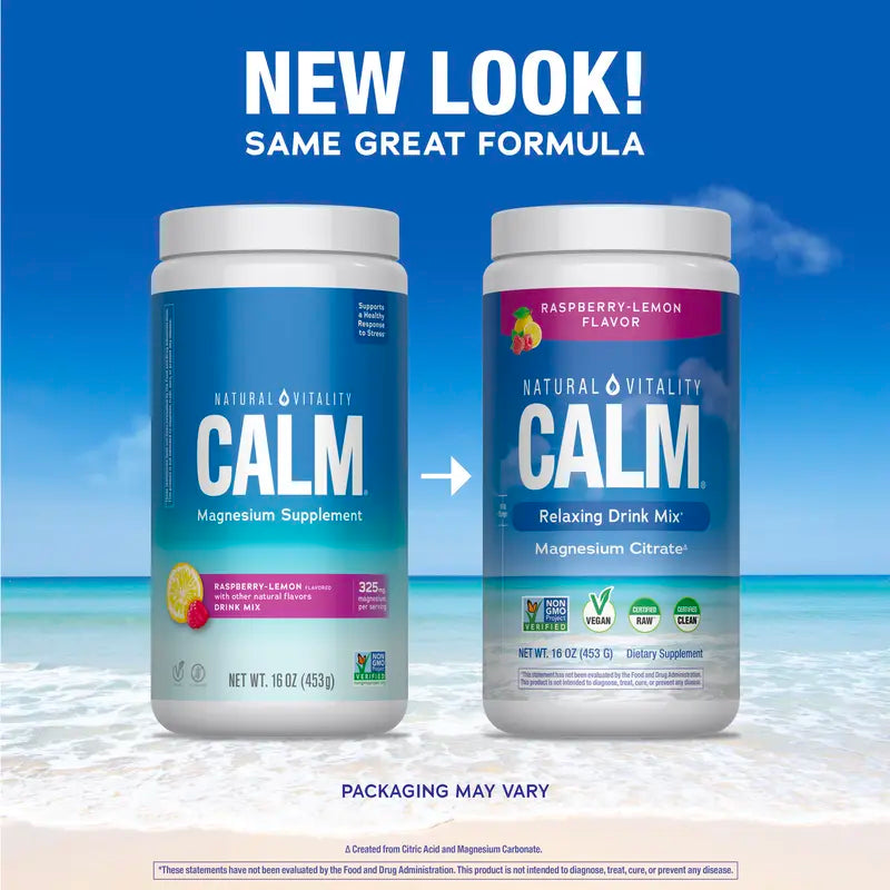 CALM Relaxing Drink Mix - Anti Stress Drink Mix - With Ionic Magnesium Citrate - Raspberry Lemon Flavor - 16 oz (453 g) - 113 Servings