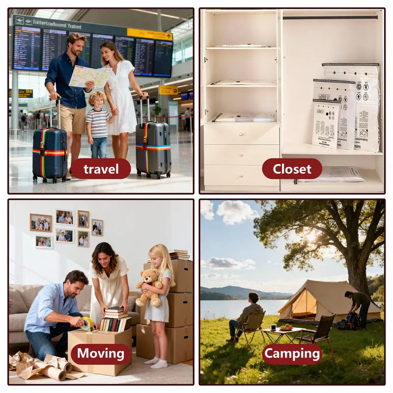 Snofrid Cordless Travel Vacuum Storage Compression Bag Set – 15-Pack in 3 Sizes – USB Rechargeable Handheld Pump with Built-In Battery – Waterproof & Reusable Space Saver for Clothes & Packing, Perfect for Carry-On Suitcases