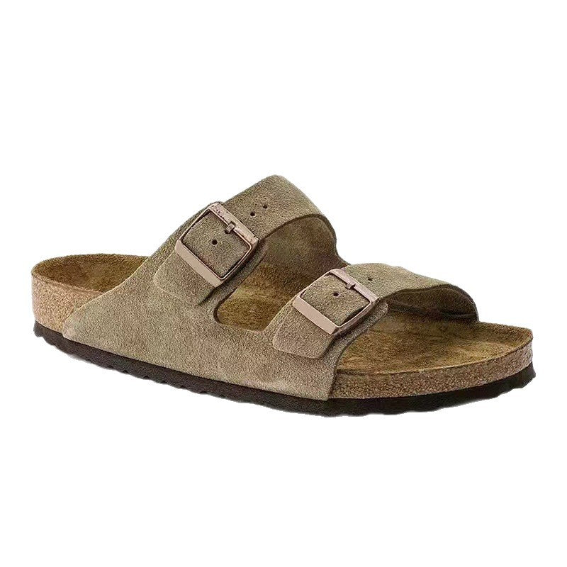 Women's Sandals Men Flat Sandals Outdoor Cork Beach Sandals Women's Double-Strap Buckle Sandals with Adjustable Buckle Summer Walking Shoes For Women Footwear