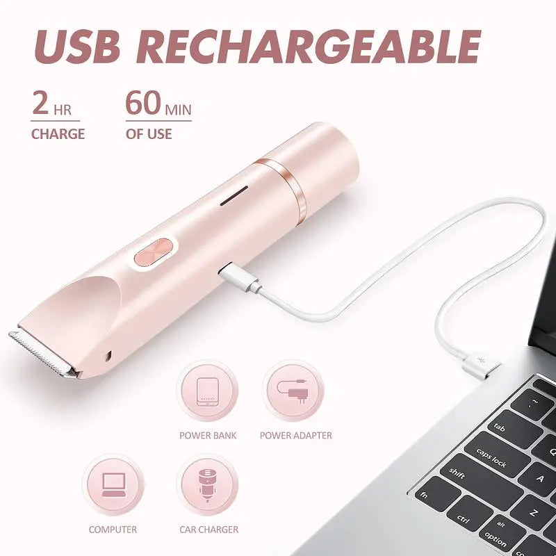 Electric Bikini Trimmer for Women, Rechargeable 2 in 1 Body & Facial Hair Removal, Waterproof Wet & Dry Use Trimmer for Women