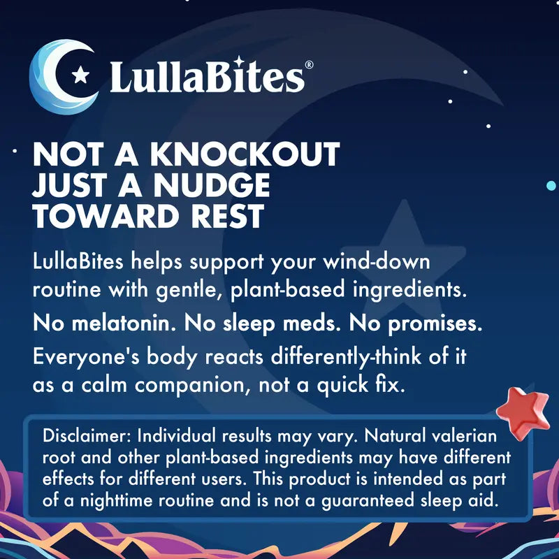 LullaBites Natural Sleep Gummies - 30 Servings -Sweet Strawberry Stars (Melatonin Free)