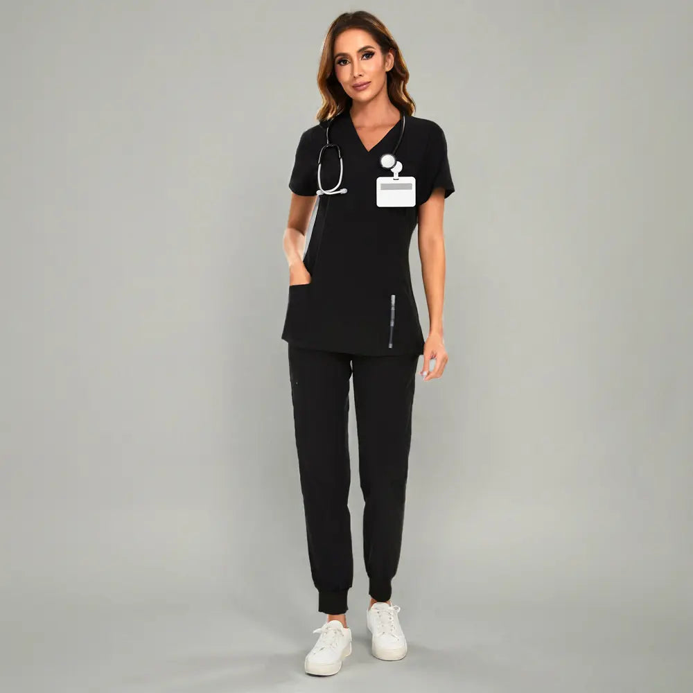 COZYFIT Scrubs Luna Vital Set for Women - Stretch V-Neck Scrub Top & Jogger Pant with 8 Pockets COZY SCRUBS