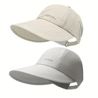2er-Pack UPF-Sonnenschutz-Baseballkappe für Herren und Damen - Leicht, verstellbarer Klettverschluss, breiter Rand, Outdoor-Sportmütze, elastisches Design für alle Jahreszeiten (Weiß/Grau/Schwarz)