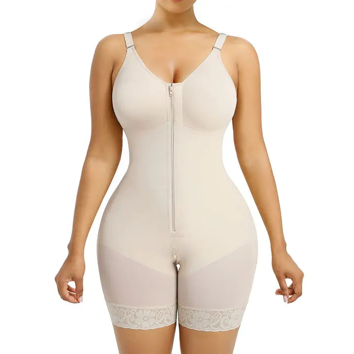 Women’s Fajas Colombianas shapewear Tummy Control Butt Lifter Shaper with Zipper Crotch detachable shoulder strap