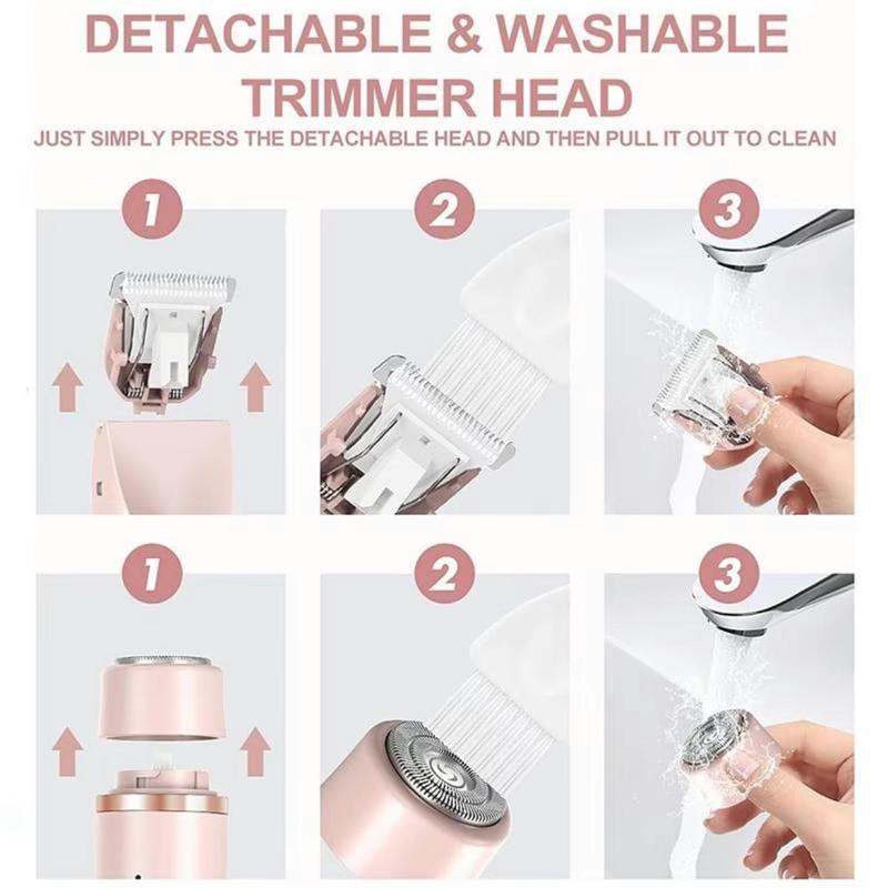 Electric Bikini Trimmer for Women, Rechargeable 2 in 1 Body & Facial Hair Removal, Waterproof Wet & Dry Use Trimmer for Women