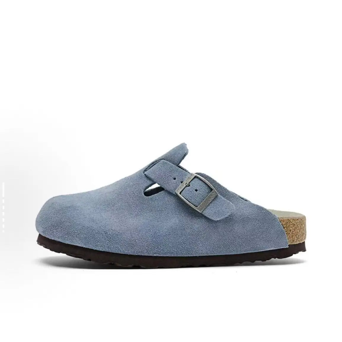 Women Men Round Toe Cork Footbed Clogs with Adjustable Flat Buckle Suede Texture Casual Outdoor Slip On Design Comfortable Walking Shoes Thanksgiving Christmas