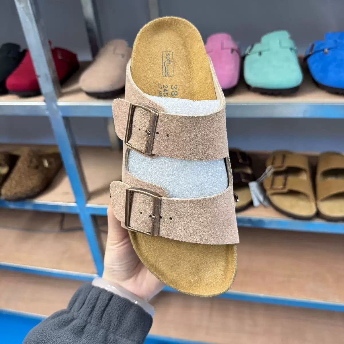 Women's Sandals Men Flat Sandals Outdoor Cork Beach Sandals Women's Double-Strap Buckle Sandals with Adjustable Buckle Summer Walking Shoes For Women Footwear