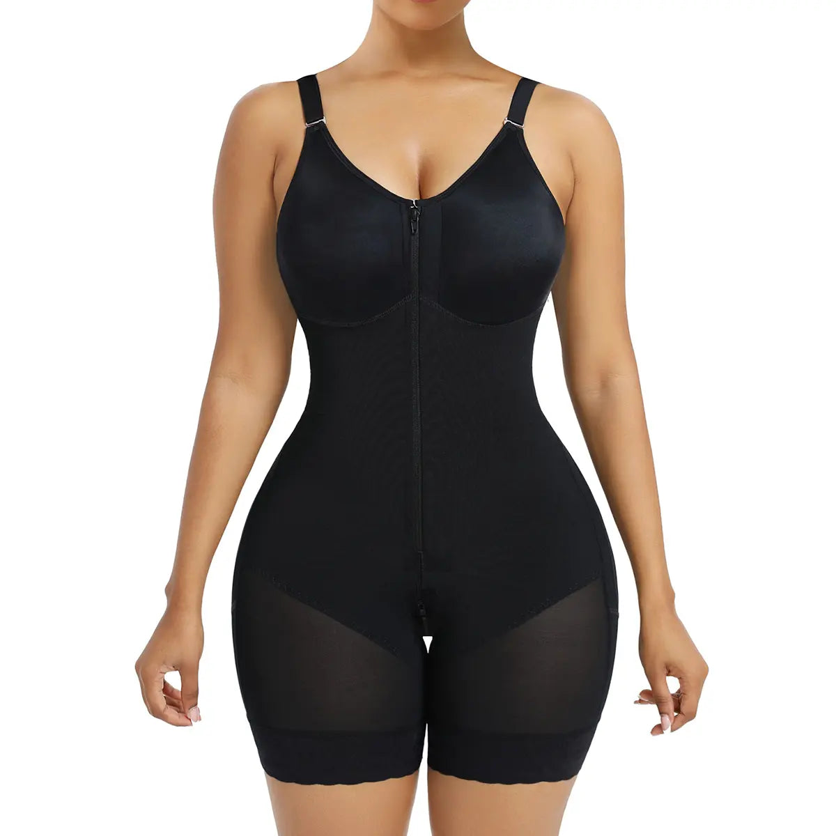 Women’s Fajas Colombianas shapewear Tummy Control Butt Lifter Shaper with Zipper Crotch detachable shoulder strap