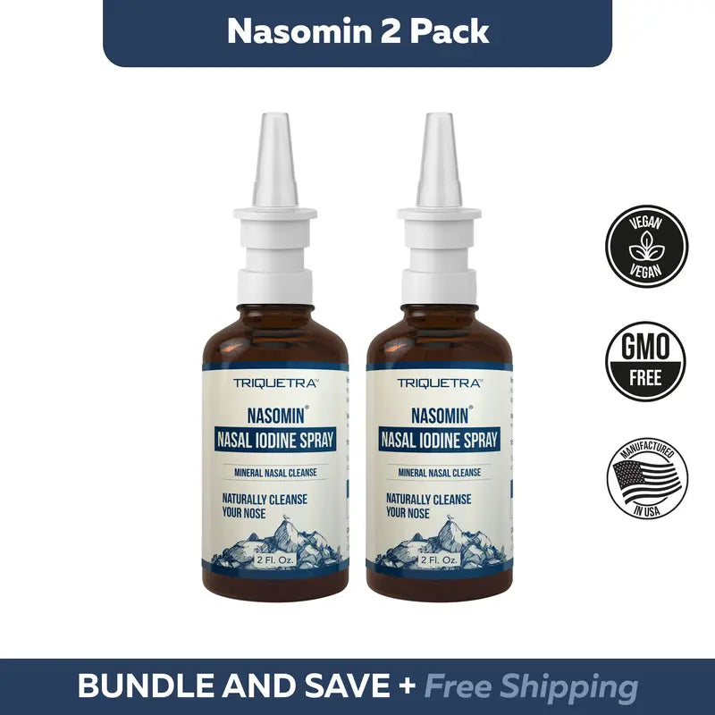 Nasomin Nasal Iodine – Nasal Cleanse– Neutralize Nose - Iodine + Fulvic Acid Blend -100% Natural Mineral Complex – (2 oz. Bottle+Nasal Sprayer) Oral Daily