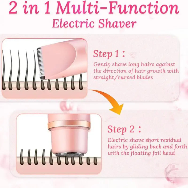 Electric Bikini Trimmer for Women, Rechargeable 2 in 1 Body & Facial Hair Removal, Waterproof Wet & Dry Use Trimmer for Women